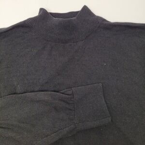 Va Bene Mock Neck Sweater Mens Large Black Excellent Silk Cotton Blend Knit Vntg